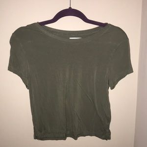 Olive green crop top short sleeve tee